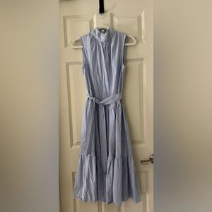 - Who What Wear light blue/white striped sleeveless sundress with tie, XS